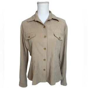 Vintage Sacada Faux Suede Button Down Shirt | Medium